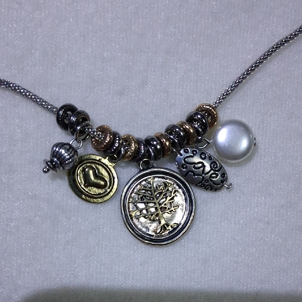 Avon Tree Of Life Silver and Gold Charm Necklace